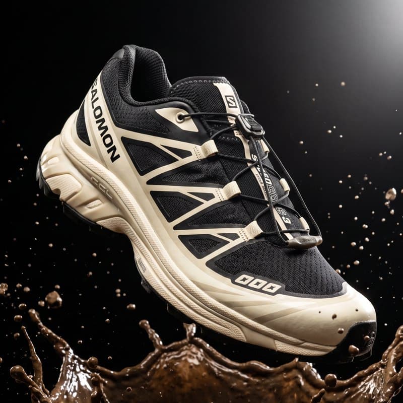 Draft concept image that drew a different Salomon shoe with a cream sole unit and lacing cage